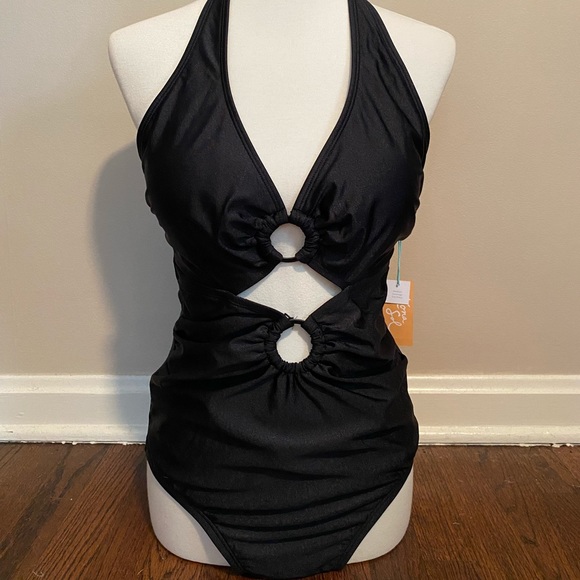 Target Black Halter Neck Cutout Swimsuit - Picture 2 of 6